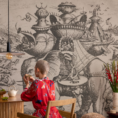 3D fototapet En grotesk strid