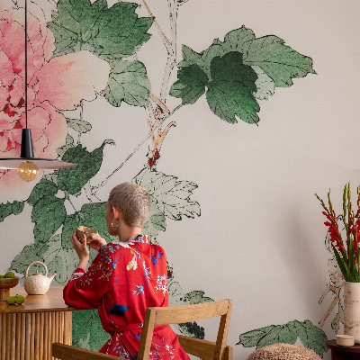 Självhäftande fototapet med ett blommönster i subtil design