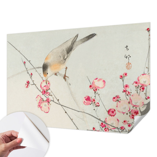 3D fototapet med motiv av en blomfågel