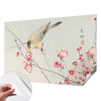 3D fototapet med motiv av en blomfågel