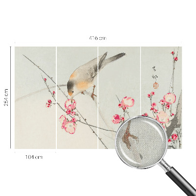 3D fototapet med motiv av en blomfågel
