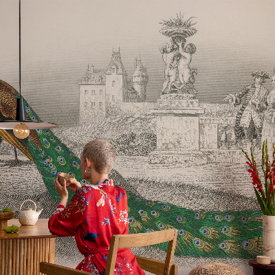 Fototapet för barn i en design med färgglada fjädrar