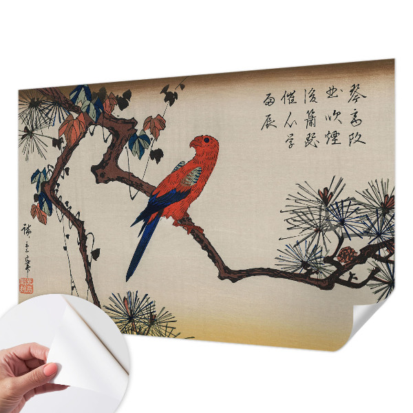 Självhäftande fototapet En fågel på en gren