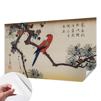 Självhäftande fototapet En fågel på en gren