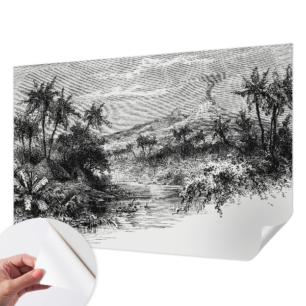 Självhäftande fotovägg med ett exotiskt panorama som motiv