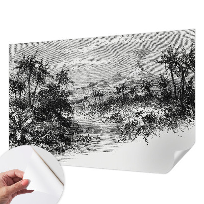Självhäftande fotovägg med ett exotiskt panorama som motiv