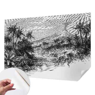 Självhäftande fotovägg med ett exotiskt panorama som motiv