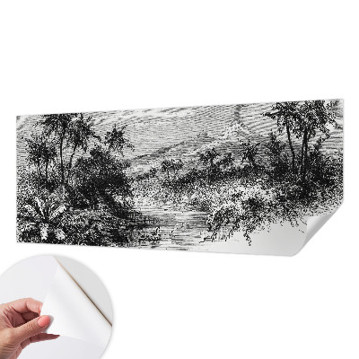 Självhäftande fotovägg med ett exotiskt panorama som motiv