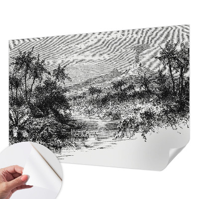 Självhäftande fotovägg med ett exotiskt panorama som motiv