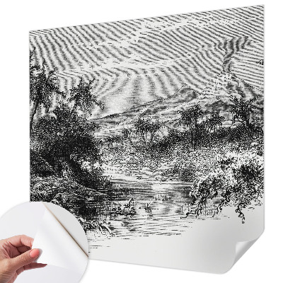 Självhäftande fotovägg med ett exotiskt panorama som motiv