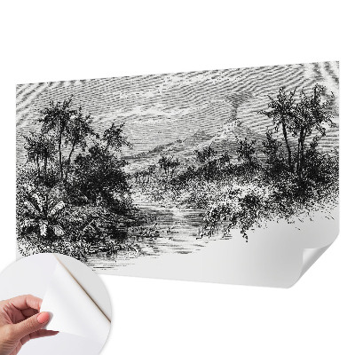 Självhäftande fotovägg med ett exotiskt panorama som motiv