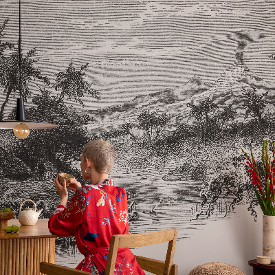 Självhäftande fotovägg med ett exotiskt panorama som motiv