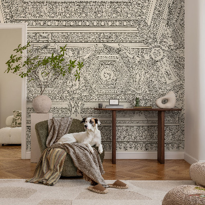 3D fototapet med klassisk prydnadsdesign