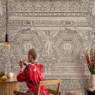 3D fototapet med klassisk prydnadsdesign