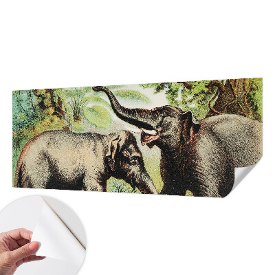 Fototapet barn Familjeelefanter