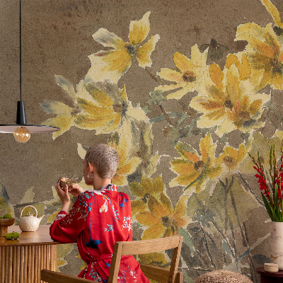 Självhäftande fotovägg Solig bukett