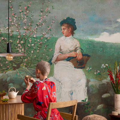 Självhäftande fotovägg med ett blommigt mönster