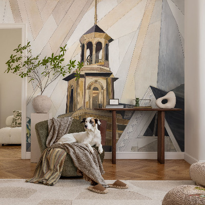 3D fototapet med motiv av ett arkitektoniskt torn