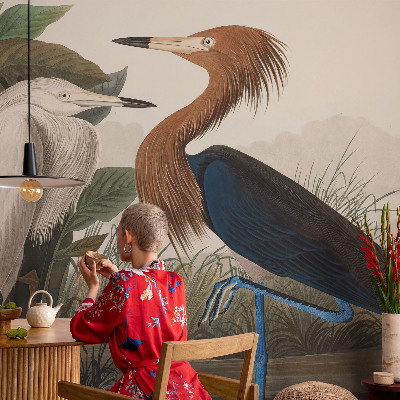 Självhäftande fototapet Fåglar i växter