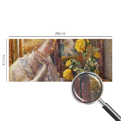 3D fototapet Kvinna med rosor