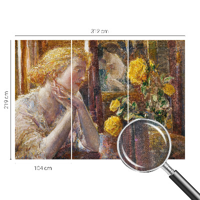 3D fototapet Kvinna med rosor