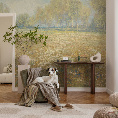 Fototapet barnrum med motiv av ett blommande fält