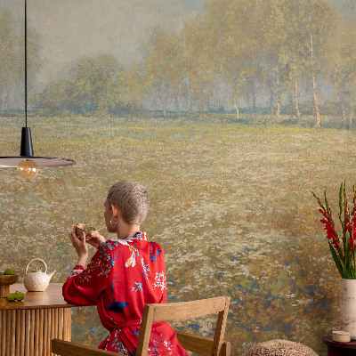 Fototapet barnrum Blommande fält