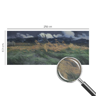 3D fototapet med motiv av blåst gräs