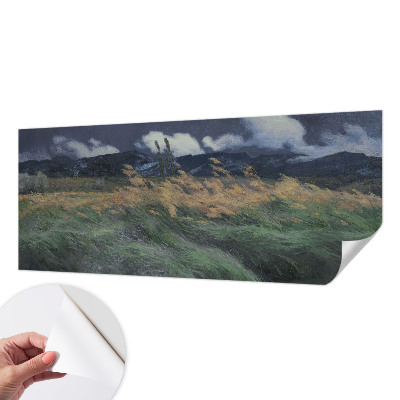 3D fototapet med motiv av blåst gräs