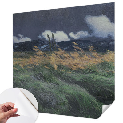 3D fototapet med motiv av blåst gräs