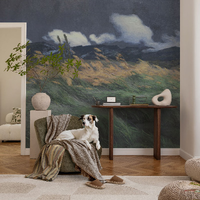 3D fototapet Blåst gräs