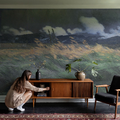 3D fototapet Blåst gräs