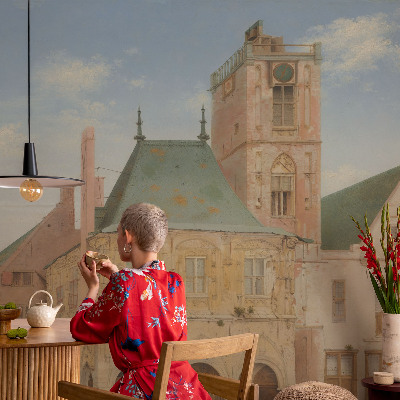 Fototapet barn med motiv av det historiska rådhuset
