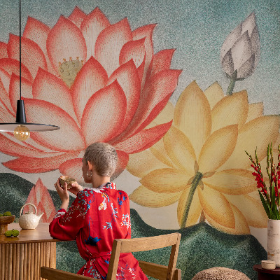 Självhäftande fototapet med motiv av lotusblommor