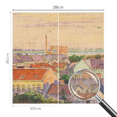 Självhäftande fotovägg med motiv av urbana tak