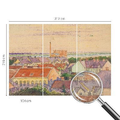 Självhäftande fotovägg med motiv av urbana tak
