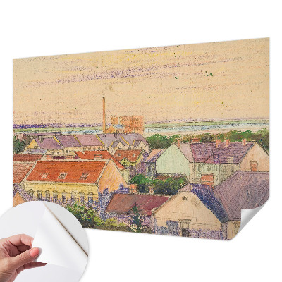 Självhäftande fotovägg med motiv av urbana tak