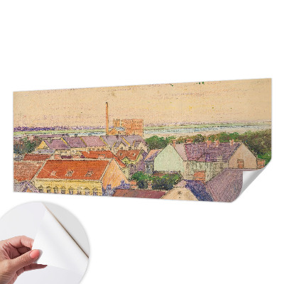Självhäftande fotovägg med motiv av urbana tak