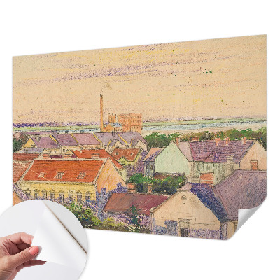 Självhäftande fotovägg med motiv av urbana tak