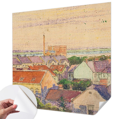 Självhäftande fotovägg med motiv av urbana tak