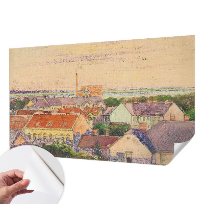 Självhäftande fotovägg med motiv av urbana tak