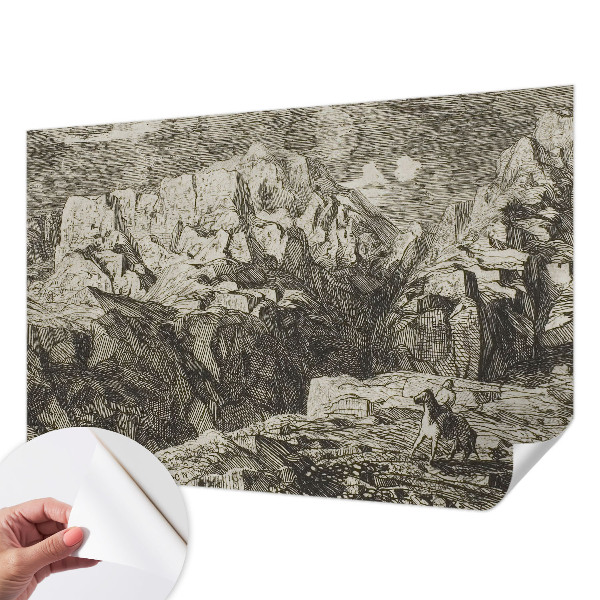 3D fototapet med motiv av ett bergslandskap