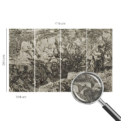 3D fototapet med motiv av ett bergslandskap