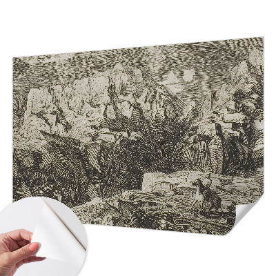 3D fototapet med motiv av ett bergslandskap