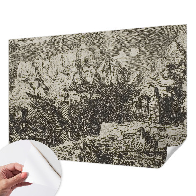 3D fototapet med motiv av ett bergslandskap