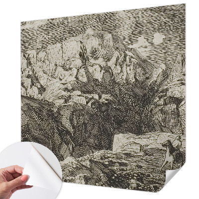 3D fototapet med motiv av ett bergslandskap