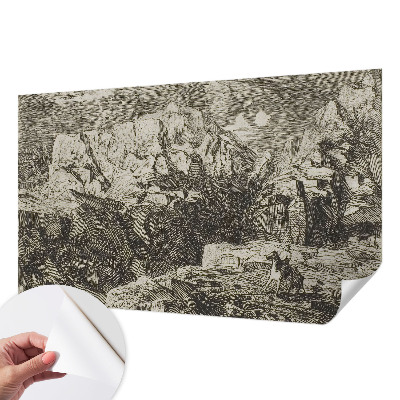 3D fototapet med motiv av ett bergslandskap