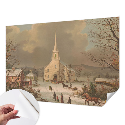 3D fototapet med motiv av ett vinterlandskap