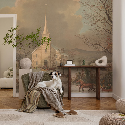 3D fototapet Vinterlandskap