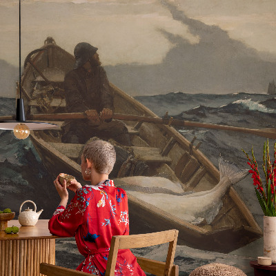 Fototapet barn med motiv av fiskare till sjöss